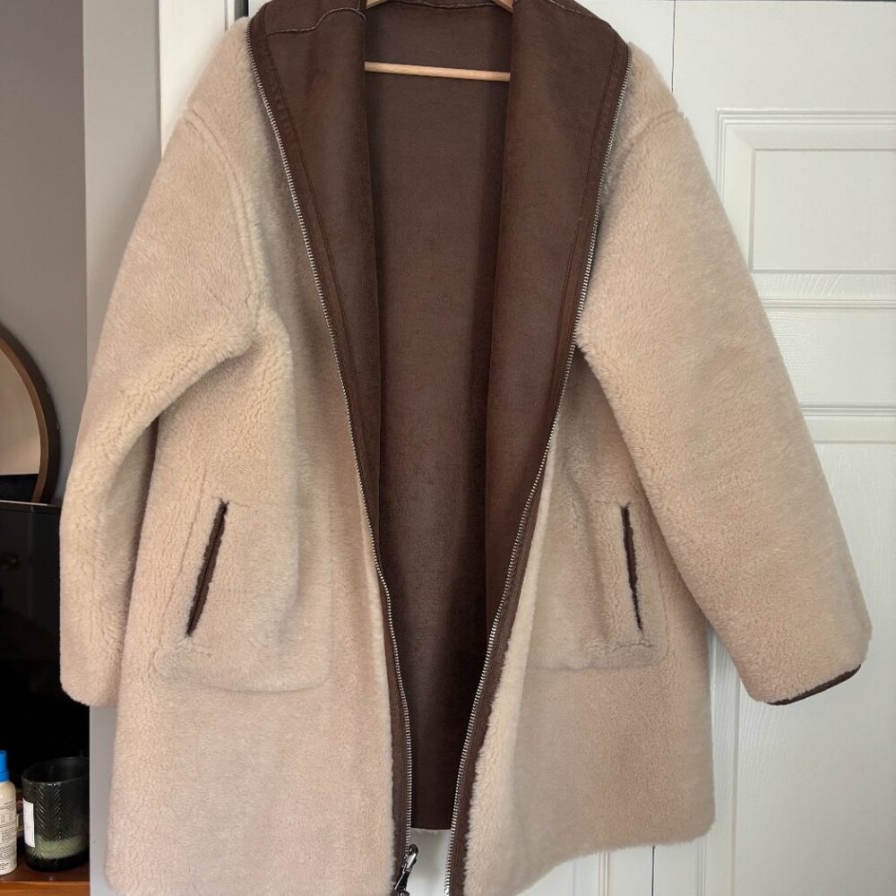 MANGO Reversible Faux Shearling-Lined Coat - Picture 8 of 10